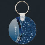 Handwritten Name Navy Blue  Metal Glitter  Key Ring<br><div class="desc">This design may be personalised in the area provided by changing the photo and/or text. Or it can be customised by clicking Personalise this Template and then choosing the click to customise further option and delete or change the colour of the background, add text, change the text colour or style,...</div>