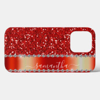 Handwritten Name Red Diamond Glitter look