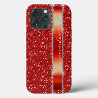 Handwritten Name Red Diamond Glitter look