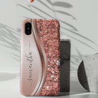 Handwritten Name Silver Metal Faux Glitter