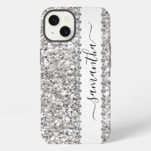 Handwritten Name White Diamond Glitter look iPhone 13 Case