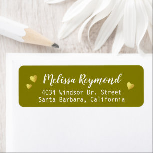 Handwritten Name with gold hearts olive