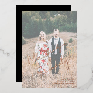 Handwritten Names Photo Gold Foil Save the Date