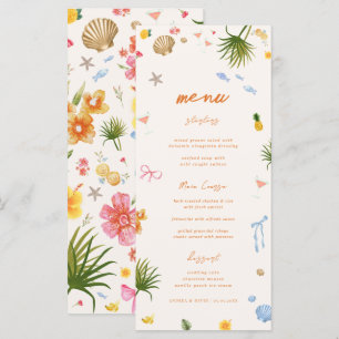 Handwritten Nautical Coastal Beach Shell Wedding Menu