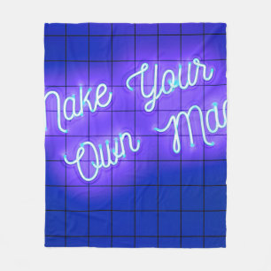 Handwritten neon glowing text Make Your Own Magic Fleece Blanket