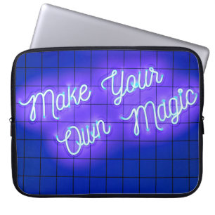 Handwritten neon glowing text Make Your Own Magic Laptop Sleeve