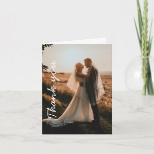 Handwritten Note Modern Simple Photo Wedding Thank You Card