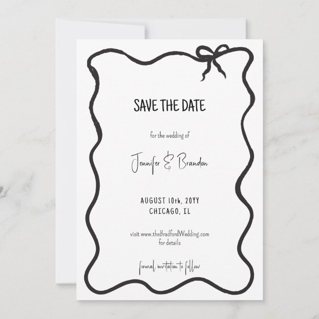 Handwritten Old Money Save the Date Photo Invitation (Back)