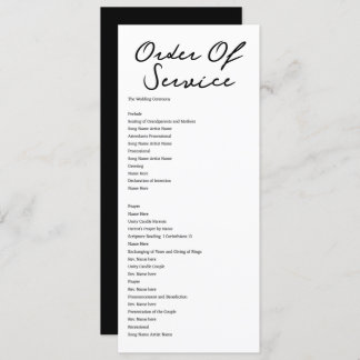 Handwritten Order of Service Wedding Card