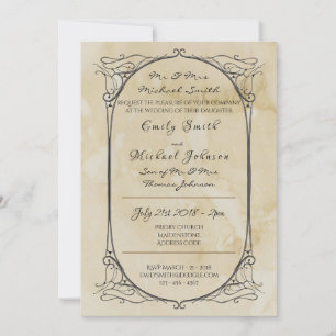 Handwritten Parchment Vintage Wedding Invite Old