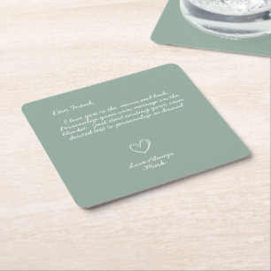 Handwritten Personalised Message Friends Family  Square Paper Coaster