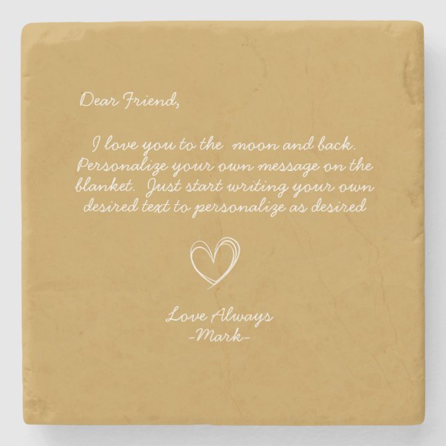 Handwritten Personalised Message Friends Family  Stone Coaster (Front)