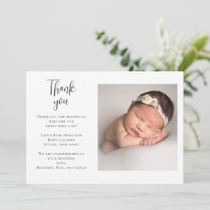Handwritten Photo Baby Shower Thank You Card