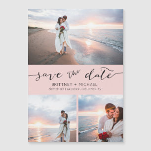 Handwritten Photo Collage Pink Save the Date