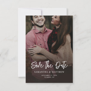 Handwritten Photo Elegant Wedding QR Code Save The Date