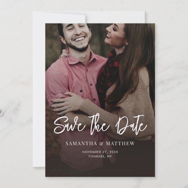Handwritten Photo Elegant Wedding Save The Date (Front)