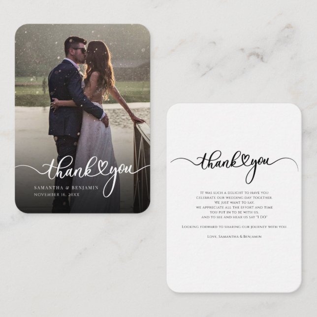 Handwritten Photo Wedding Thank You Card (Front/Back)