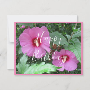 Handwritten Pink Rose of Sharon Photo Birthday