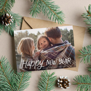 Handwritten Playful Typography New Year Photo Holiday Card