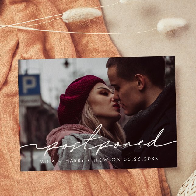 Handwritten Postponed wedding announcement Postcard (Creator Uploaded)