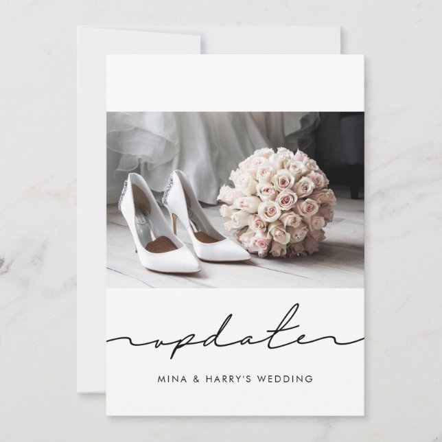 Handwritten Postponed wedding update photo Announcement (Front)