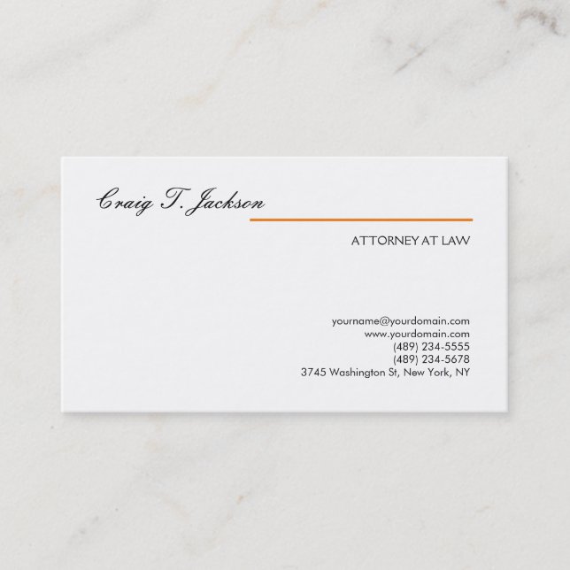 Handwritten Professional Attorney Lawyer Modern Business Card (Front)