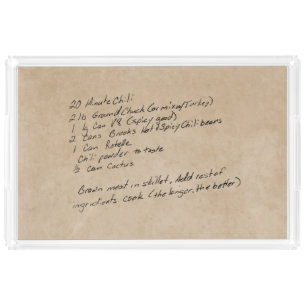 Handwritten Recipe Family Keepsake Custom Photo  Acrylic Tray