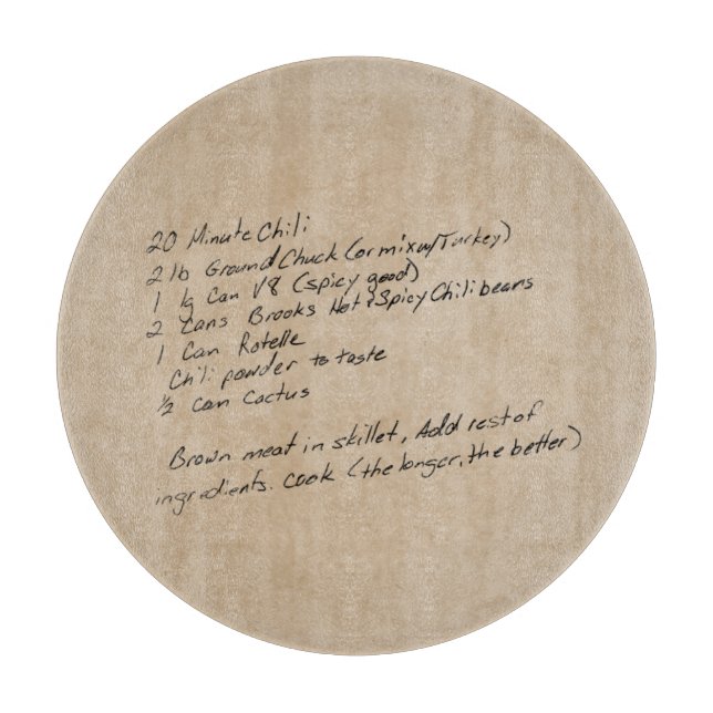 Handwritten Recipe Family Keepsake Custom Photo Cutting Board (Front)