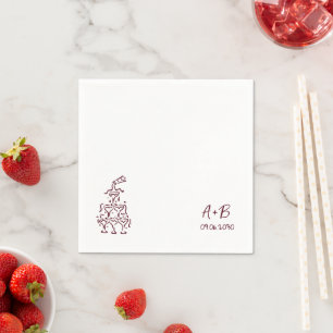 Handwritten retro Champagne Tower Wedding Napkin