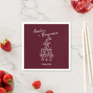 Handwritten retro Champagne Tower Wedding Napkin