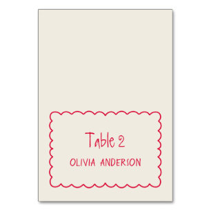 Handwritten Retro Fun Funky Place Table Number
