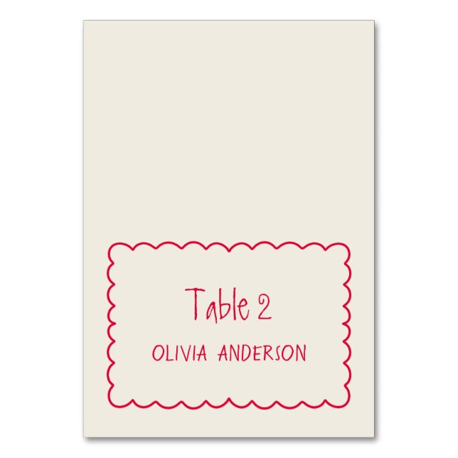 Handwritten Retro Fun Funky Place Table Number (Front)