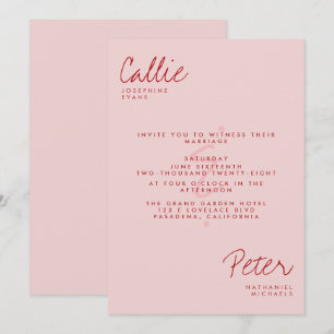 Handwritten Retro Minimalist Monochromatic Wedding Invitation