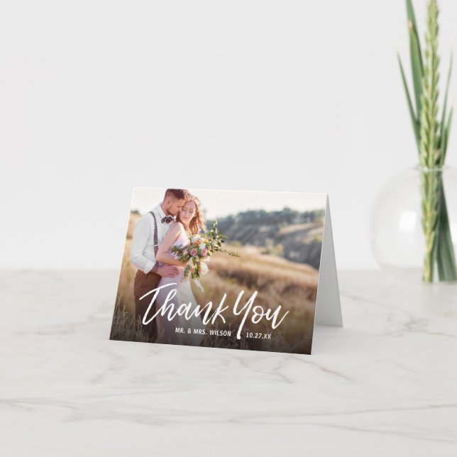Handwritten Rustic Wedding Thank You Photo Cards (Front)