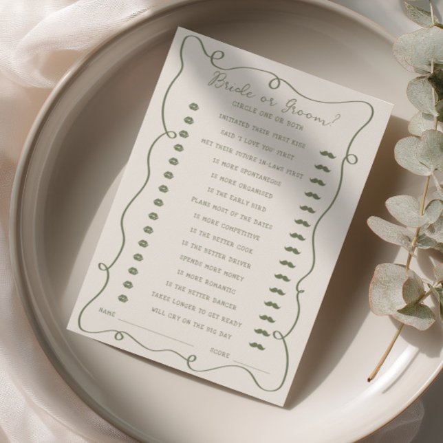 Handwritten Sage Green Bride or Groom Card (Creator Uploaded)