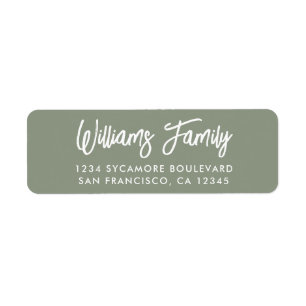 Handwritten Sage Green Family Return Address