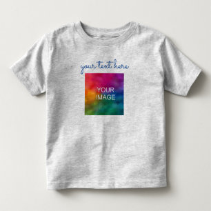 Handwritten Script Add Text Upload Photo Baby Grey Toddler T-Shirt