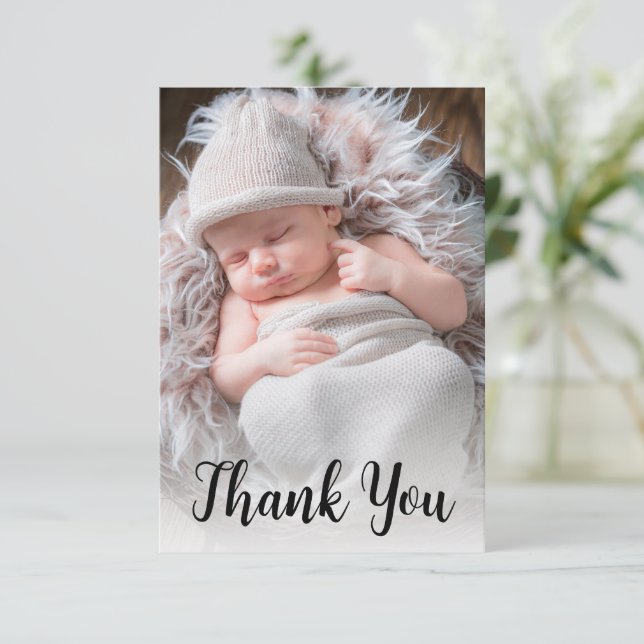 Handwritten Script Baby Photo Announcement  (Standing Front)