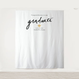 Handwritten Script Backdrop Prop White Graduation Tapestry