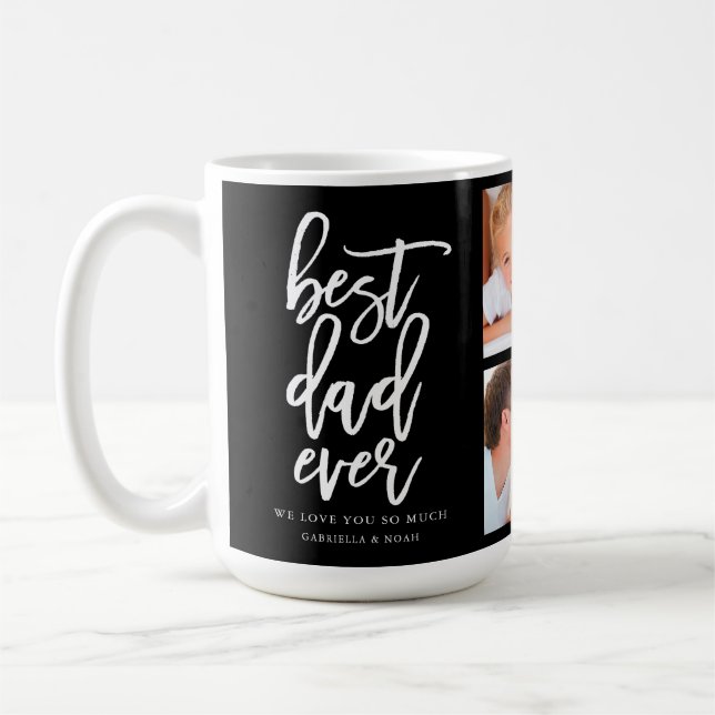 Handwritten Script Best Dad Ever Photo Collage Coffee Mug (Left)