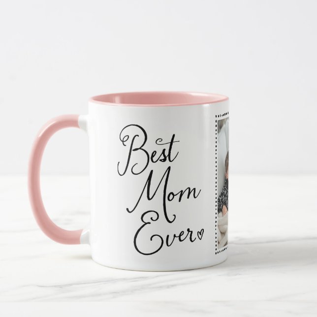 Handwritten Script Best Mum Ever Photo Mug (Left)