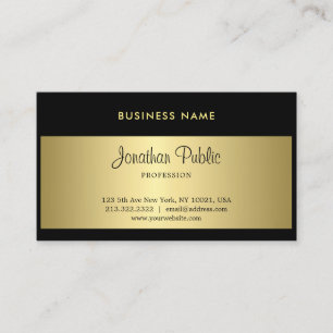 Handwritten Script Black And Gold Fashionable Business Card