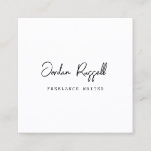 Handwritten Script Black and White Square Square Business Card