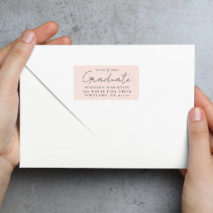 Handwritten Script Blush Graduation Return Address Label