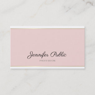 Handwritten Script Blush Pink Gold Trendy Plain Business Card