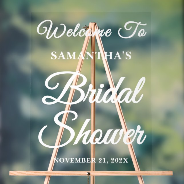 Handwritten Script Bridal Shower Welcome Acrylic Sign (Neutral)