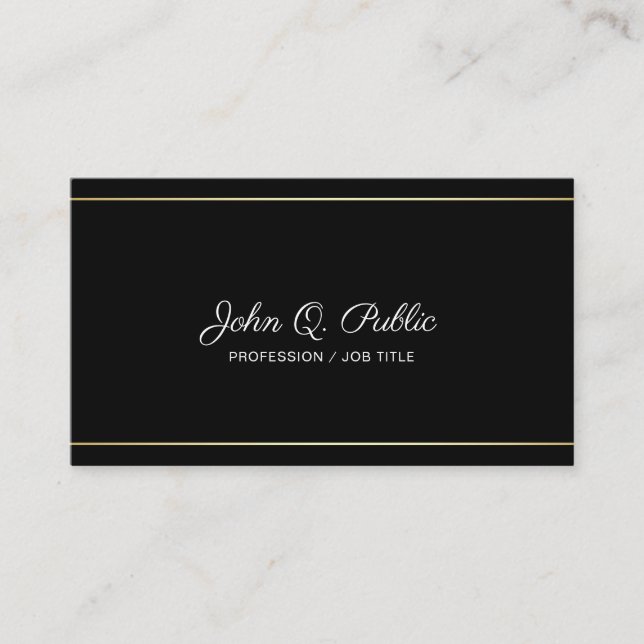 Handwritten Script Calligraphy Elegant B&W Design Business Card (Front)