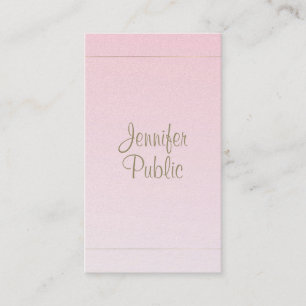 Handwritten Script Calligraphy Pink Gold Luxe Business Card