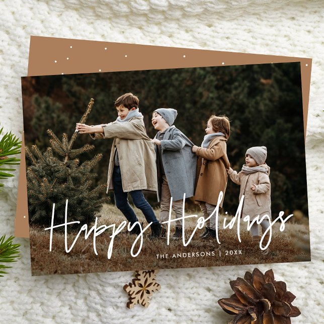 Handwritten Script Camel Happy Holidays Photo Holiday Card (Creator Uploaded)