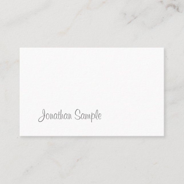 Handwritten Script Chic Design Minimalist Plain Business Card (Front)